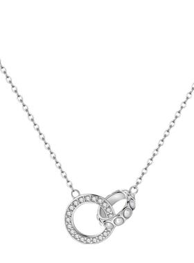 2024新款原创设计轻奢闪耀珍珠双扣项链铜镀S925银几何线条系列