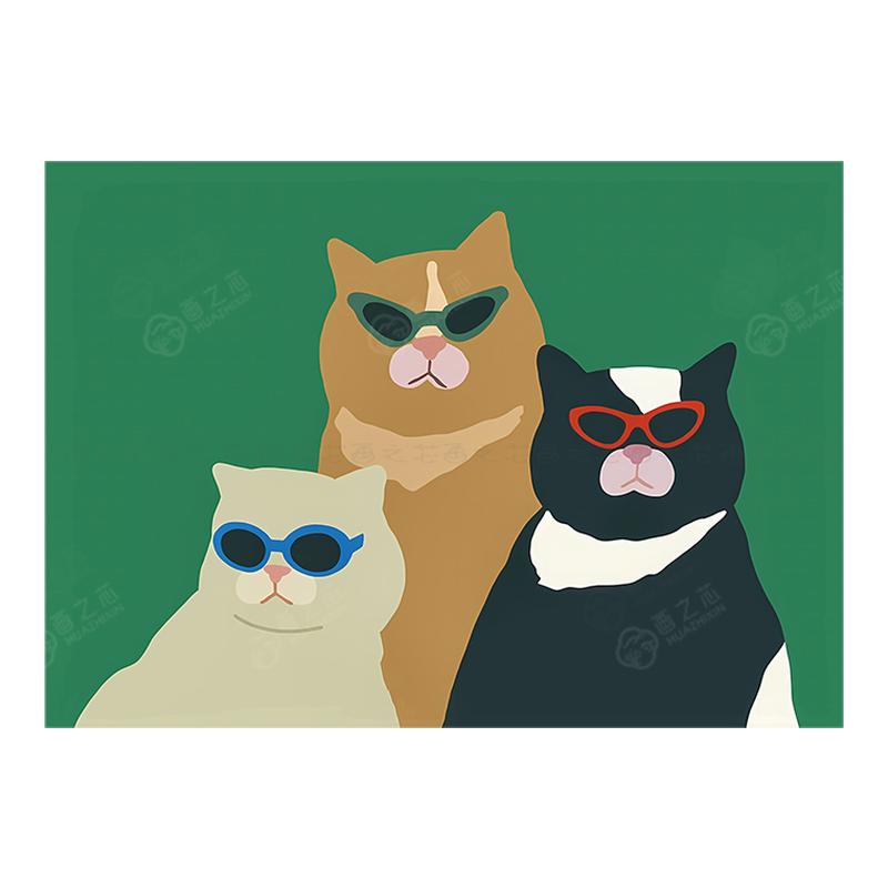 How to be a bad guy!戴眼镜的酷酷猫咪海报装饰画芯卧室墙壁贴纸