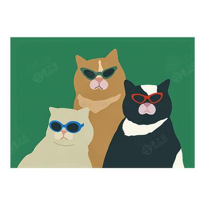 戴眼镜的酷猫咪海报卧室装饰画芯