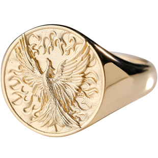 凤凰涅槃浴火重生戒指 18K黄金白铂金纯足金小众原创设计男士潮戒
