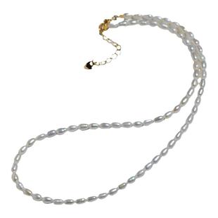 珍珠项链女2025新款爆款轻奢毛衣链锁骨链2mm3mm淡水小米珠颈链坠