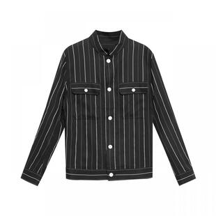 EHE男装天丝莱赛尔薄款条纹透气复古立领休闲夹克外套男春季新款