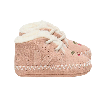 VEJA X Konges Sløjd联名26秋冬新款腮红色绒面革婴儿鞋