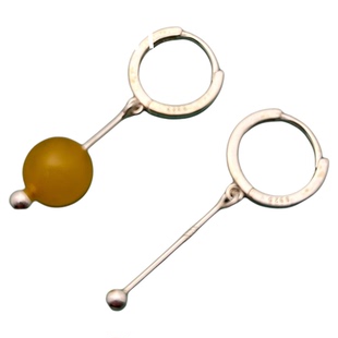 925纯银耳环耳圈耳饰空托女简约民族百搭饰品配件DIY蜜蜡松石