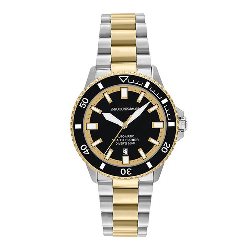 【自营】Armani阿玛尼机械手表男黑金水鬼夜光运动潜水表AR60089