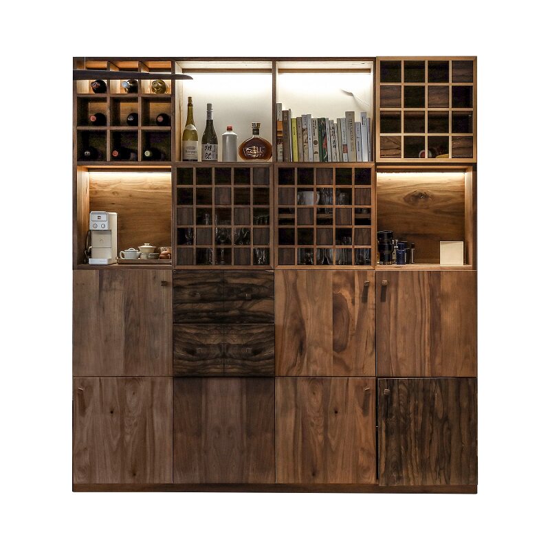 野木1978纵横餐边柜客厅组合柜灯带酒柜咖啡茶水柜创意开门储物