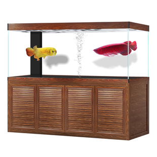 2026新款超大型办公室铝合金龙鱼缸客厅家用超白玻璃底过滤水族箱