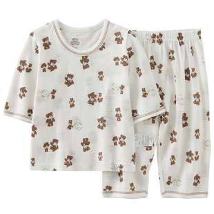 男童睡衣韩版夏季宝宝七分袖七分裤儿童居家服套装纯棉男孩空调服