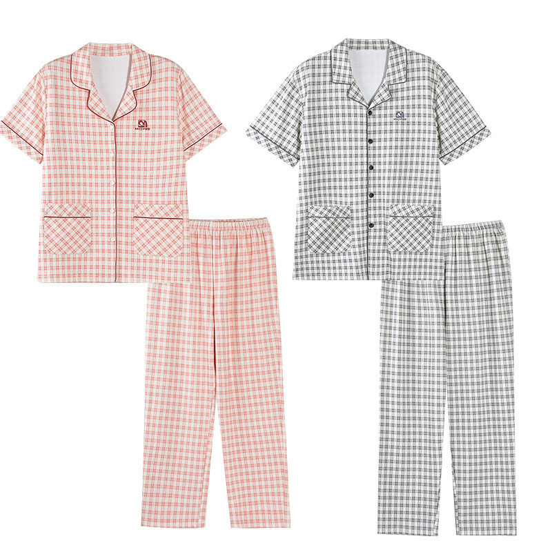 夏季新款情侣纯棉睡衣家居服套装
