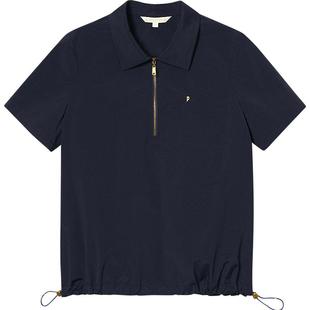 诗篇专选半拉链翻领弹力修身短袖polo衫T恤女上衣夏款