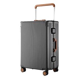 宽拉杆行李箱pc材质20寸登机箱万向轮静音密码箱铝框结实耐用24男