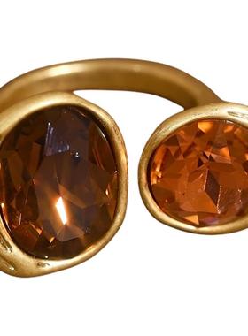 金色锆石开口戒指轻奢高级感指环