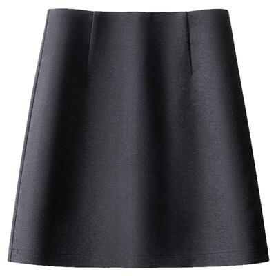 黑色短款毛呢半身裙女2025年冬季新款高腰显瘦A字短裙黑色包臀裙