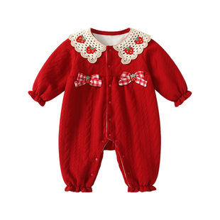 婴儿衣服女孩公主风周岁女宝早秋拜年宝宝礼服幼儿过年喜庆小套装