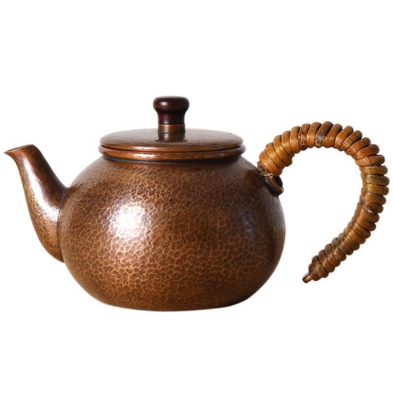 小葵川町屋 日本进口富贵堂手锤纹0.3L急须壶手作铜壶茶壶
