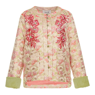 花木深重工珠绣棉服女新款汉元素国风提花棉袄外套刺绣新中式棉衣