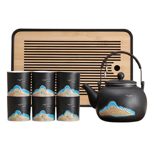 功夫茶具套装2025新款家用待客喝茶六杯新中式大容量陶瓷泡茶壶