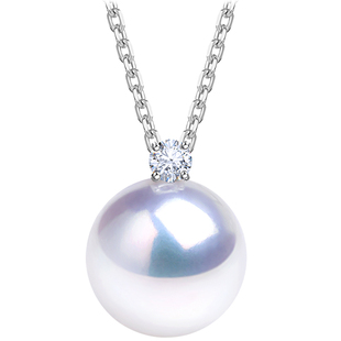 黛米珠宝 吟雪 正圆极光欧若拉戴王妃珍珠项链赛澳白18K金白蓝宝