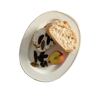 羊羊器物小号M椭圆平盘浅盘早餐甜品碟哑光黑白简约陶瓷餐具家用