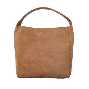 芝士商店~韩系麂皮绒大容量单肩包女春季慵懒风棕色手提托特包包