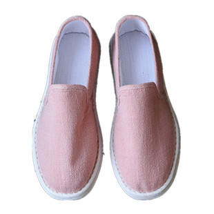 纯色手工布鞋女学生夏季单鞋小白鞋平底千层底搭配棉麻服装渔夫鞋