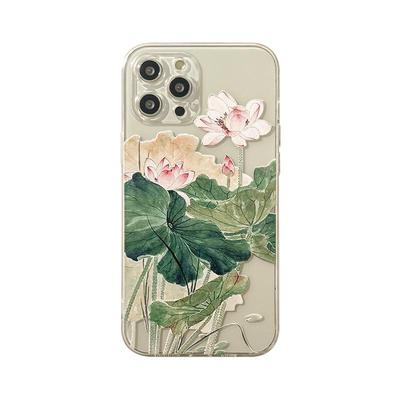 benefit国风文艺水墨荷花17适用于iphone16promax苹果15PRO手机壳13新款14套12小众11透明xsmax硅胶xr防摔8p