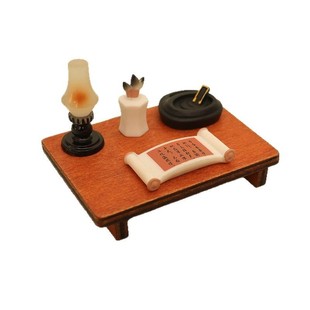 1:12微缩迷你桌子木质日式家具餐桌茶几矮方桌娃娃屋场景装饰摆件