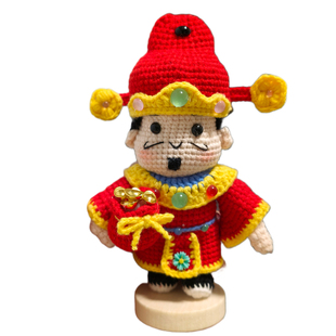 手工毛线DIY钩针钩织编织玩偶财神爷新手diy材料包礼物挂件送底座