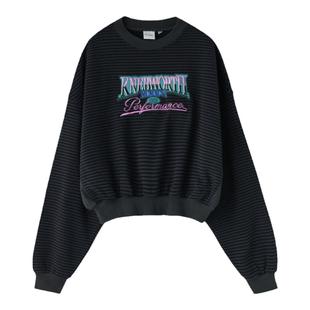 MOUSSY 复古条纹创意图案印花街头短款卫衣010HSQ90-0271