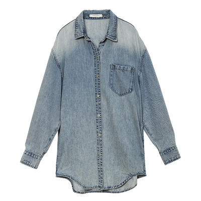 Carolingian高阶松弛！舒适Lyocell长绒棉软廓形牛仔衬衫外套