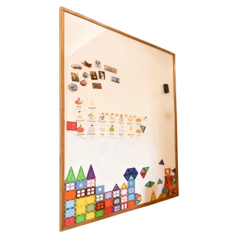 齐富黑板儿童家用教学白板磁性墙面展示照片教具奖状玩具磁吸板写字板可擦涂鸦绘画挂墙式珐琅板实木框定制