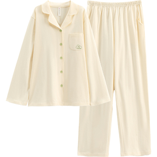 芬腾情侣睡衣女纯棉春秋新款长袖长裤秋季大码男士全棉家居服套装