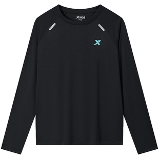 盾甲|特步童装男童速干长袖T恤2026春季新款儿童上衣服中大童春装