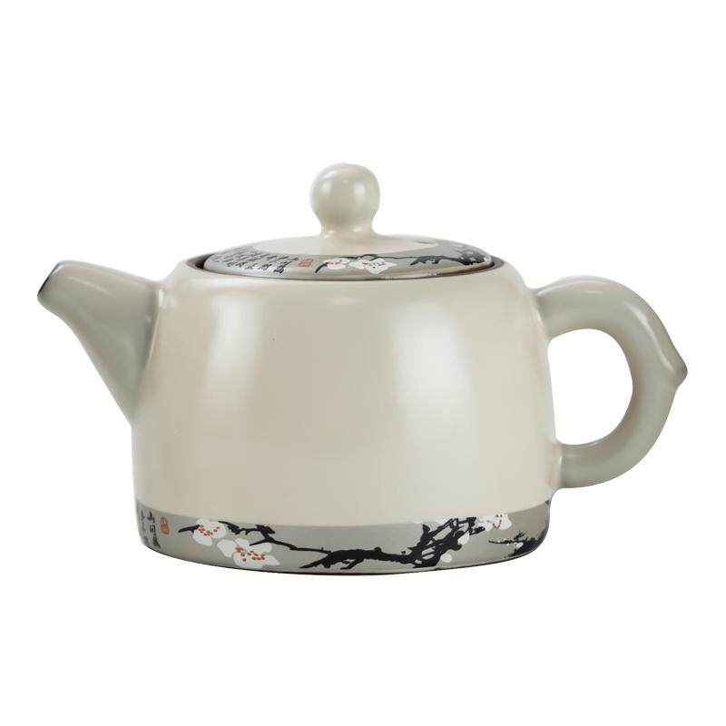 寒梅汝窑井栏壶仿手绘陶瓷茶壶三才盖碗家用可开片茶具单品小茶杯
