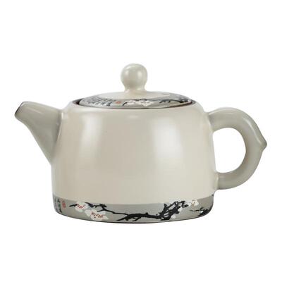 寒梅汝窑井栏壶仿手绘陶瓷茶壶