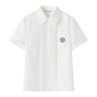 东京岁时记JK夏季短袖白上衣刺绣衬衫女小个子jk制服法式小资衬衫