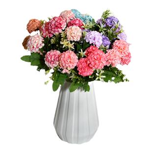 mini绣球花束假花仿真花家居摆件插花艺术小花把束绢布花带叶整束