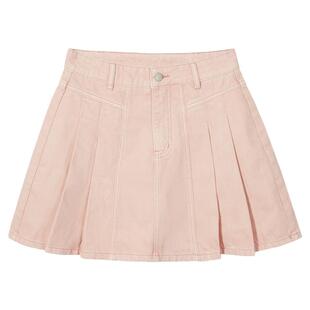 热风夏季新款女士粉色百褶伞裙韩系百搭短裙牛仔半身裙子女