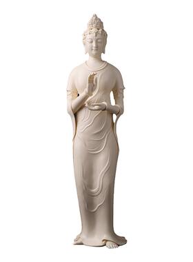 东方泥土 《清韵》 林建平省级大师陶瓷手工立像观音陶瓷摆件装饰