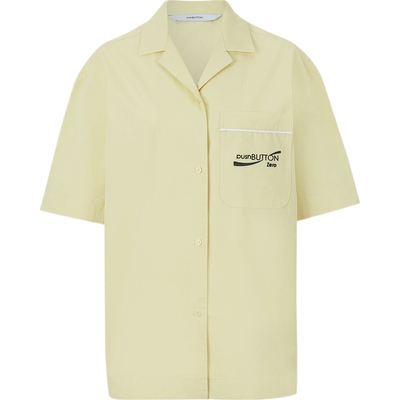 pushBUTTON春夏女士贴花刺绣棉质斜纹布衬衫