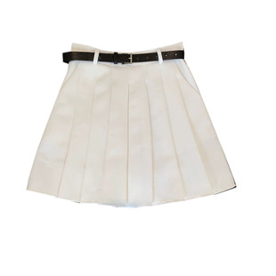 大码白色TB百褶裙短裙女春夏防走光西装A字裙高腰学院风半身裙裤