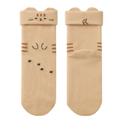 日本HAPiNS立体可爱猫咪提花中筒袜猫爪袜棉质无骨舒适网红袜