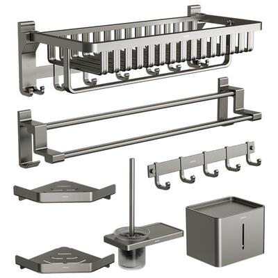 箭牌枪灰毛巾架双折叠浴巾架