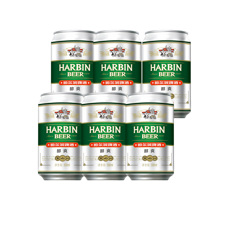 Harbin Beer/哈尔滨啤酒醇爽6连包330ml*6听