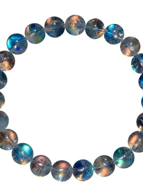 天然冰种彩光马岛月光石三圈水晶