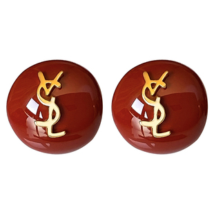 红色滴釉字母耳钉女复古轻奢高级感气质耳环新年过年秋冬新款耳饰