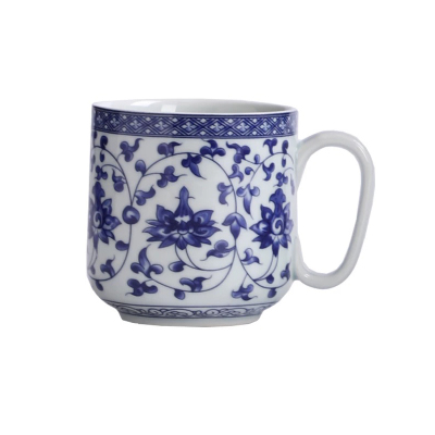 青花瓷中式茶杯主人杯喝茶品茗杯