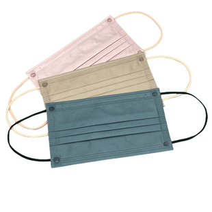 轻柔水刺布卡其色口罩独立装不勒耳三层透气黛绿藕粉时尚防护面罩