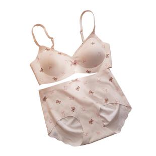 Gukoo/果壳内衣女26年新款小胸聚拢无痕女士简约文胸内裤套装