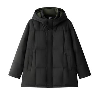 半墨轻量大码羽绒服男冬季连帽外套宽松中长款保暖加厚羽绒面包服